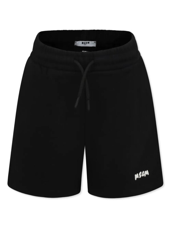MSGM Kids short de sport à logo imprimé - Noir