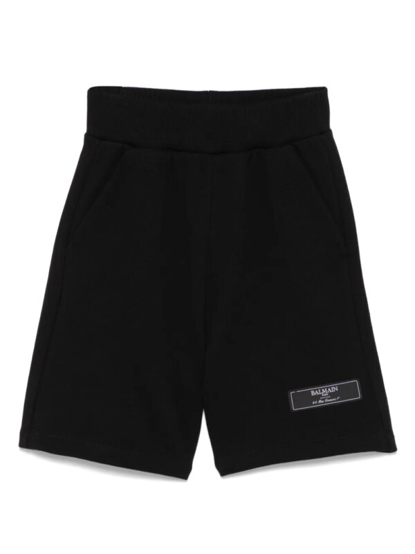 Balmain Kids short de sport à patch logo - Noir