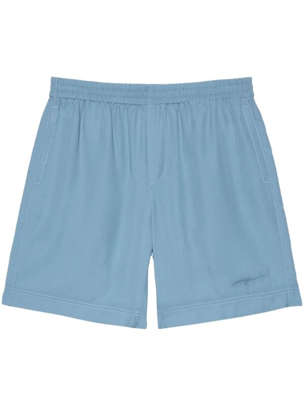 MSGM short à logo brodé - Bleu