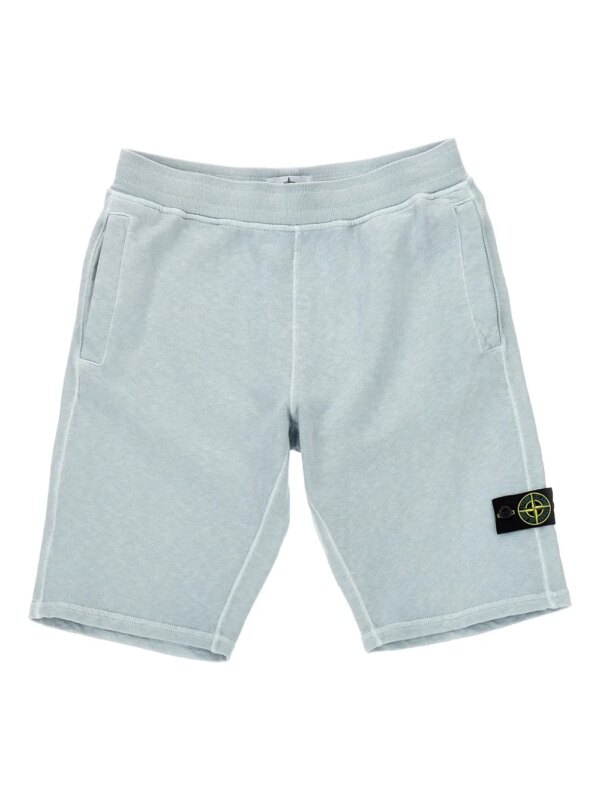 Stone Island Junior short de sport à patch Compass - Bleu