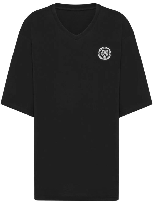 Plein Sport t-shirt à col v - Noir