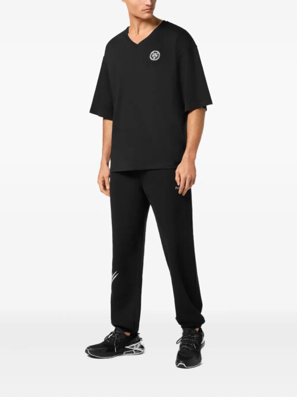 Plein Sport T-shirt met V-hals - Zwart