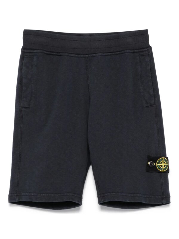 Stone Island Junior short de sport à texture jersey - Bleu