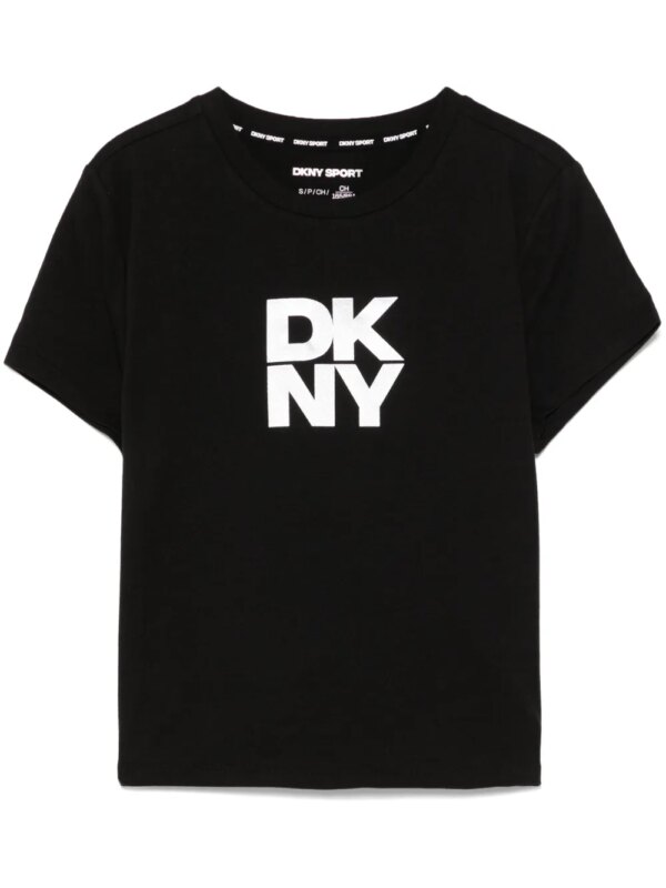 DKNY t-shirt crop à logo métallisé - Noir