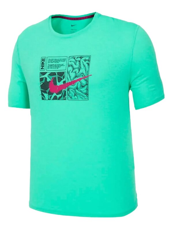 Nike t-shirt Dri-FIT Miler D.Y.E. 'Light Mento/Dynamic Berry' - Vert