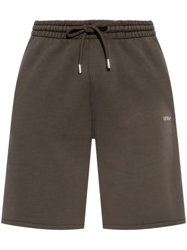 Off-White short de sport en coton à imprimé Arrow - Marron