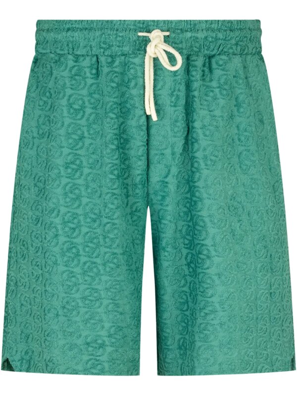 Drôle De Monsieur short à motif monogrammé - Vert