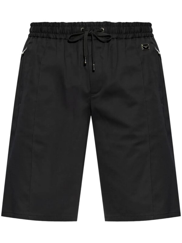 Dolce & Gabbana short de sport à plaque logo - Noir