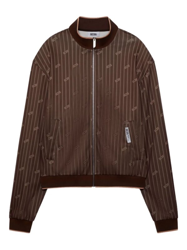 GCDS veste zippée à fines rayures - Marron