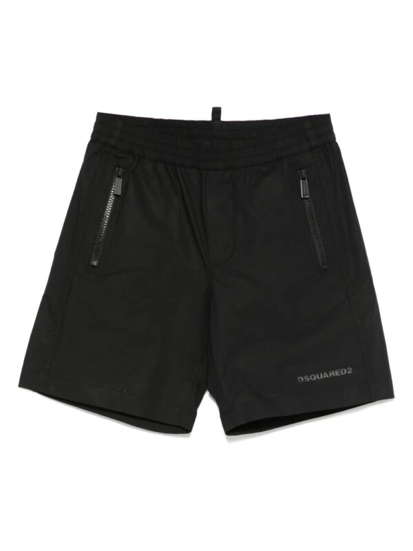 DSQUARED2 KIDS short de sport à logo imprimé - Noir