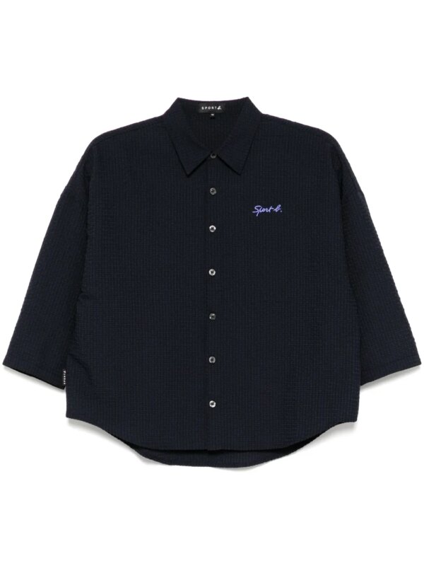 SPORT b. by agnès b. chemise en seersucker à manches chauve-souris - Bleu