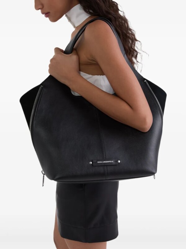 Karl Lagerfeld Medium leren shopper - Zwart