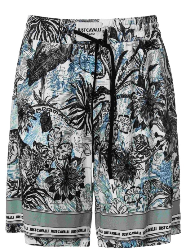 Just Cavalli short à imprimé graphique - Bleu