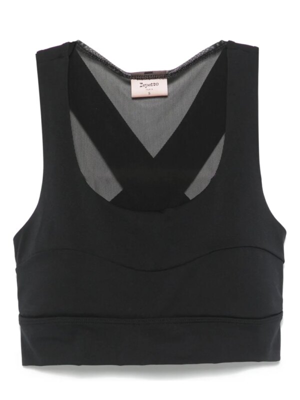 Repetto brassière de sport à empiècement en tulle - Noir