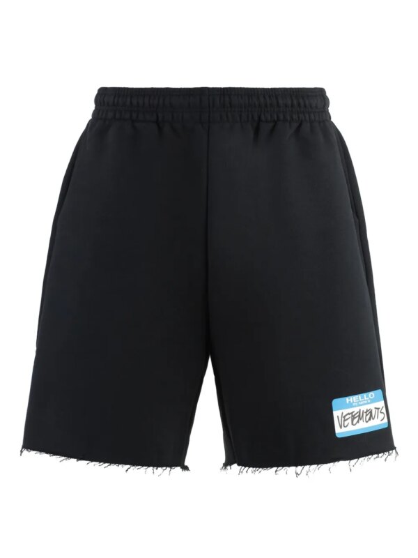 VETEMENTS short à plaque logo - Noir