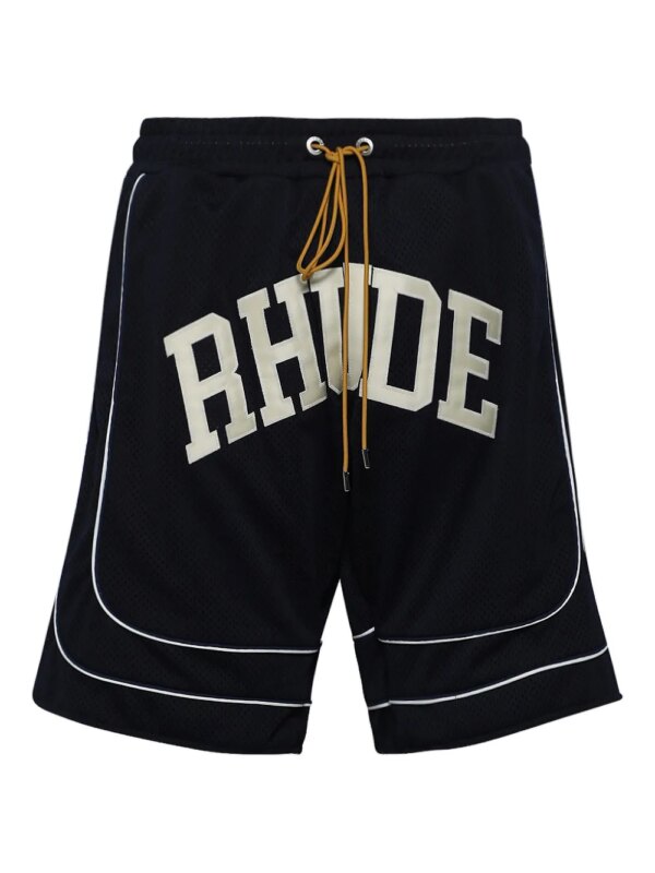 RHUDE short Collegiate à logo imprimé - Bleu