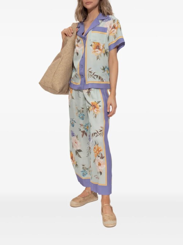 Self-Portrait Broek met bloemenprint - Blauw