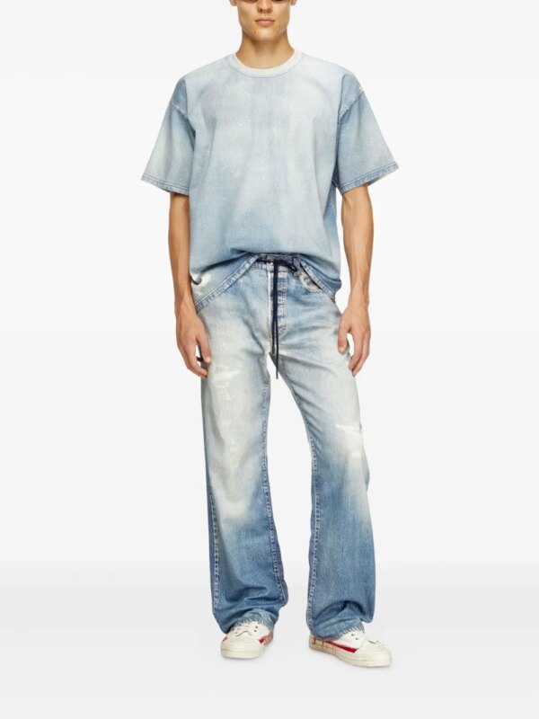 Diesel D-Box Jogg gerafeld denim T-shirt - Blauw