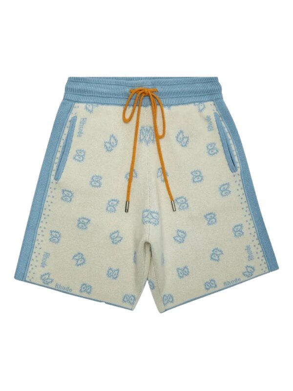 RHUDE short Banco 'Stone Blue/Ivory' en maille - Tons neutres
