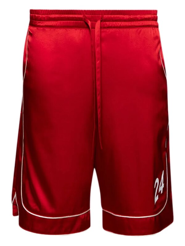 Nahmias short en soie à lien de resserrage - Rouge