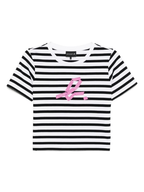 SPORT b. by agnès b. t-shirt crop à rayures - Blanc