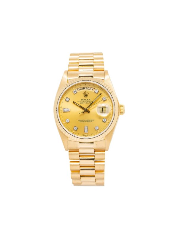 Rolex montre Day-Date 36 mm pavée de diamants pre-owned - Or