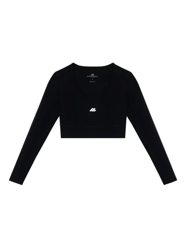 Balenciaga haut crop à logo imprimé - Noir