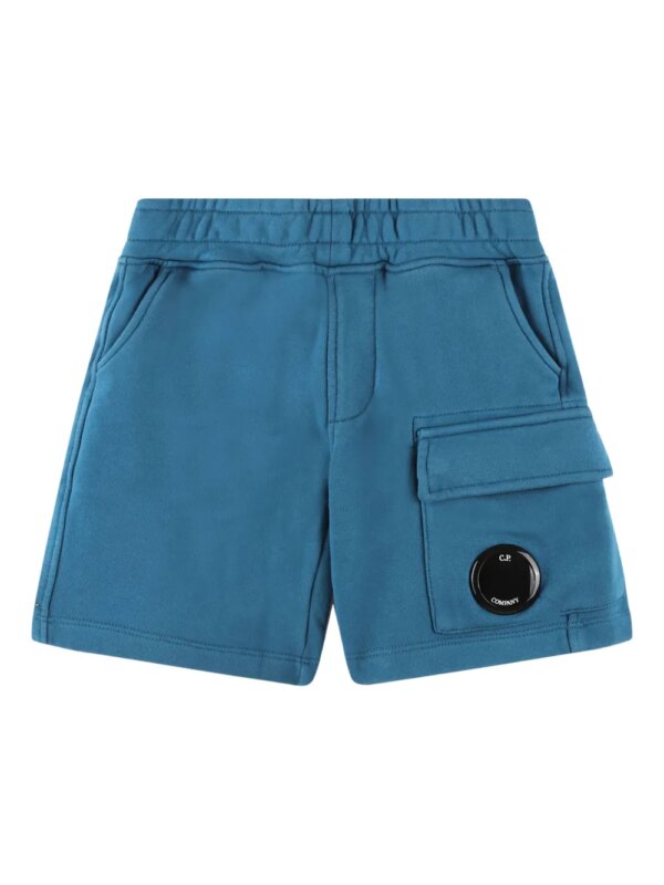 C.P. Company Kids short de sport à patch logo - Bleu