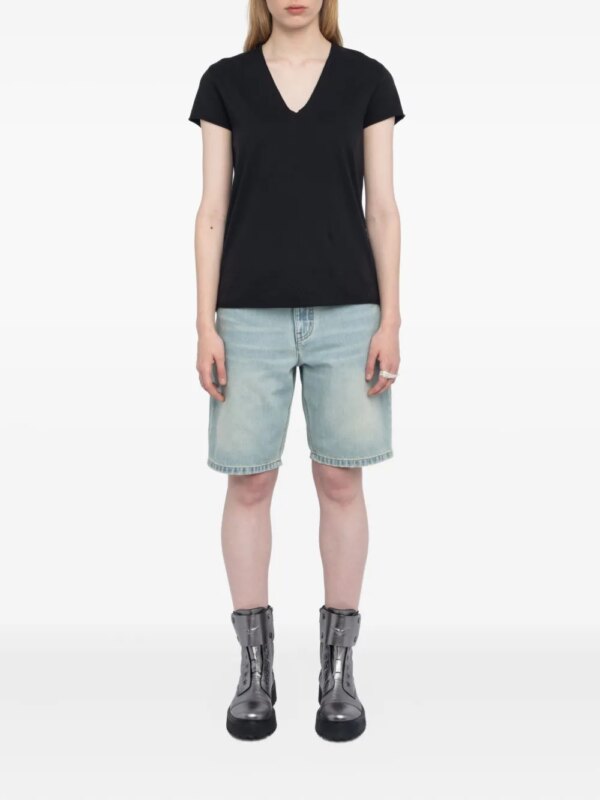 Zadig&Voltaire T-shirt met V-hals en logo - Zwart