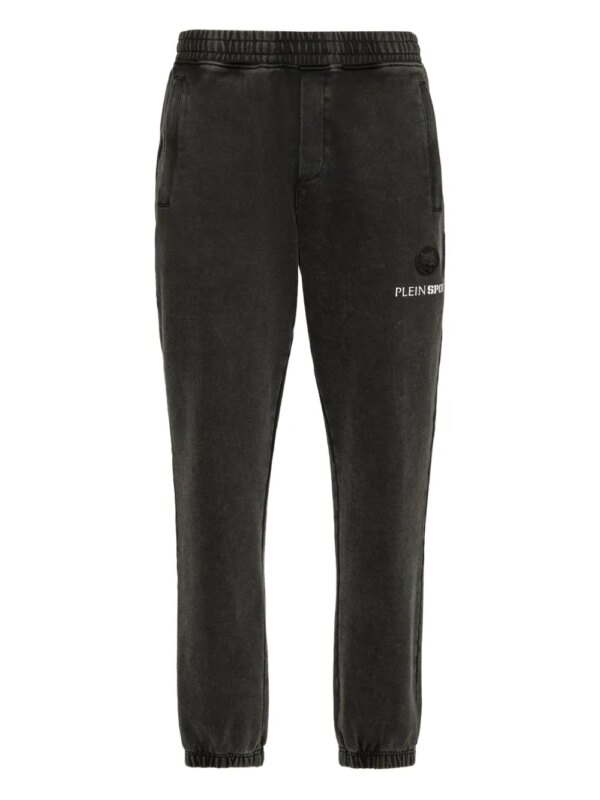 Plein Sport pantalon de jogging à logo brodé - Noir