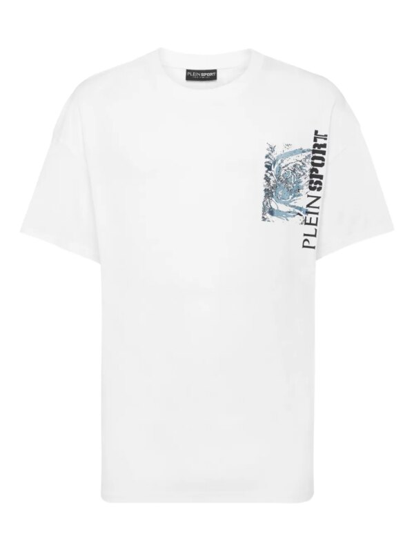 Plein Sport t-shirt en coton à imprimé tigre - Blanc