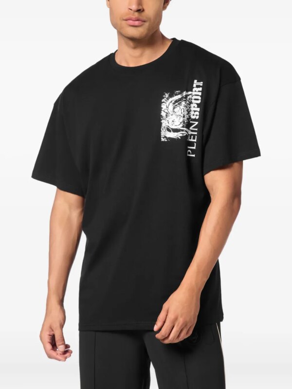 Plein Sport Katoenen T-shirt met tijgerprint - Zwart