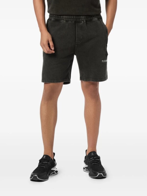 Plein Sport Shorts met logoprint en tie-dye - Zwart