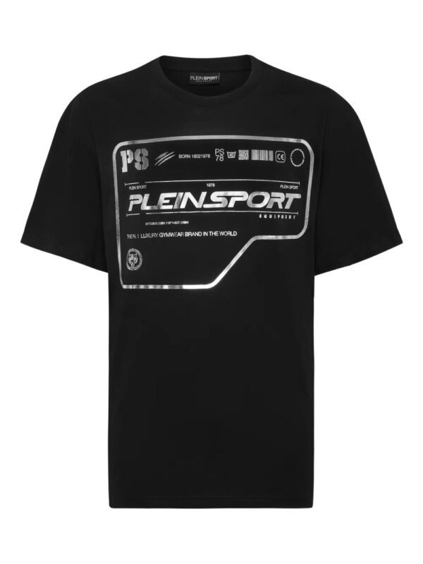 Plein Sport t-shirt en coton à logo métallisé - Noir