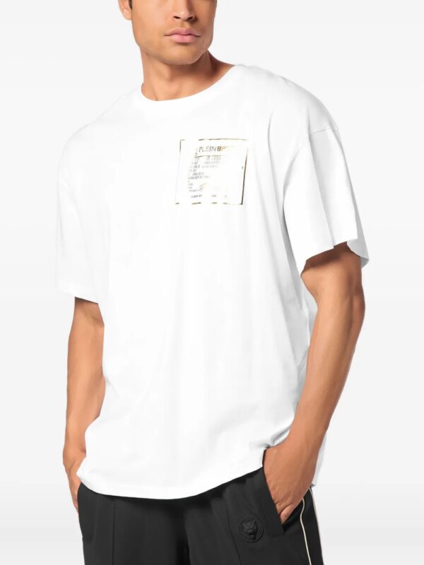 Plein Sport Katoenen T-shirt met goudkleurig logo - Wit