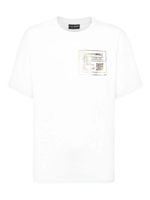 Plein Sport t-shirt en coton à logo doré - Blanc