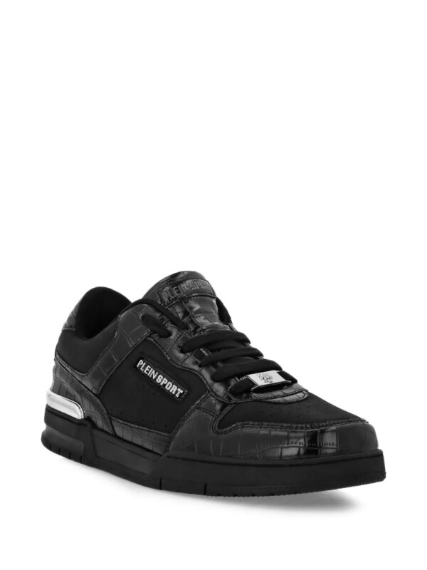 Plein Sport Sneakers met vlakken en krokodillen-reliëf - Zwart