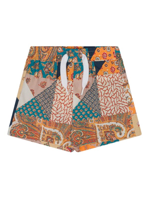 ETRO KIDS short de sport en coton à design patchwork - Orange
