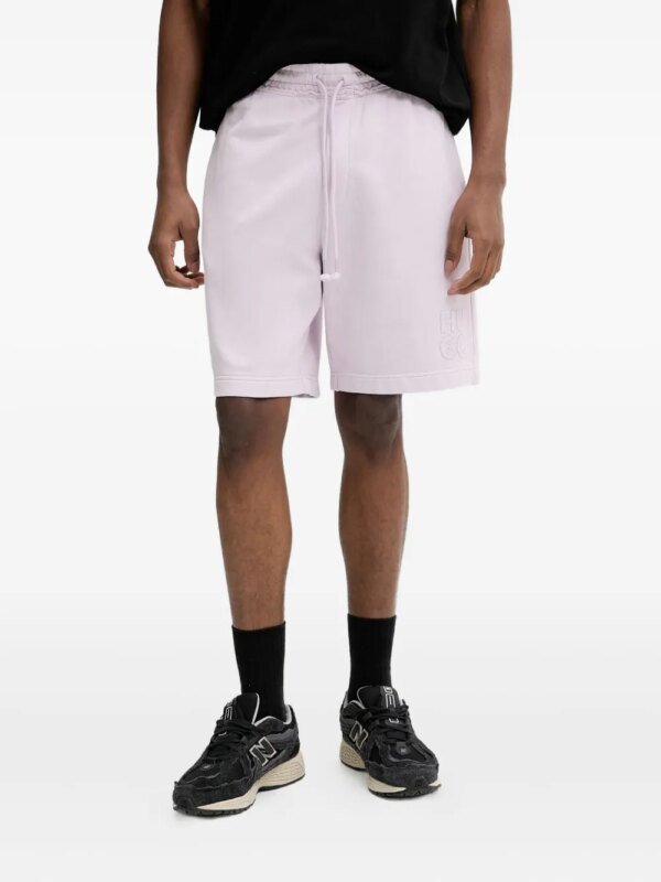 HUGO short en coton à logo brodé - Rose
