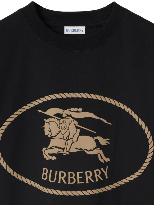 Burberry Katoenen T-shirt met Knight-detail - Zwart