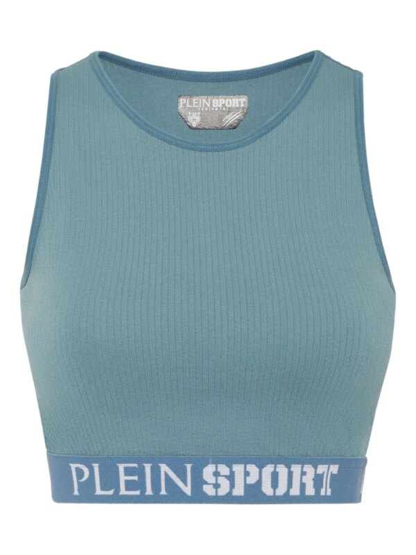 Plein Sport brassière de sport côtelée - Bleu