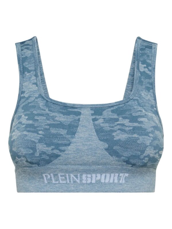 Plein Sport brassière de sport à imprimé camouflage - Bleu