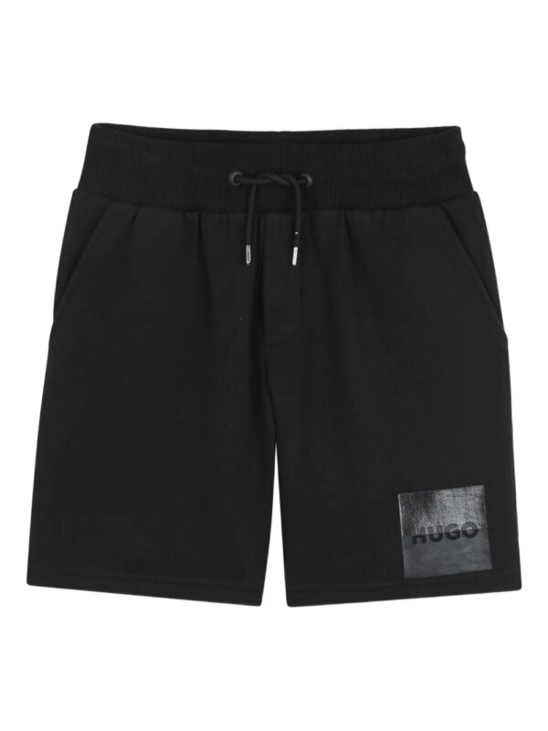 HUGO KIDS short de sport à logo imprimé - Noir