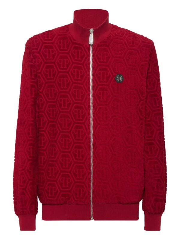 Philipp Plein veste zippée à motif monogrammé - Rouge