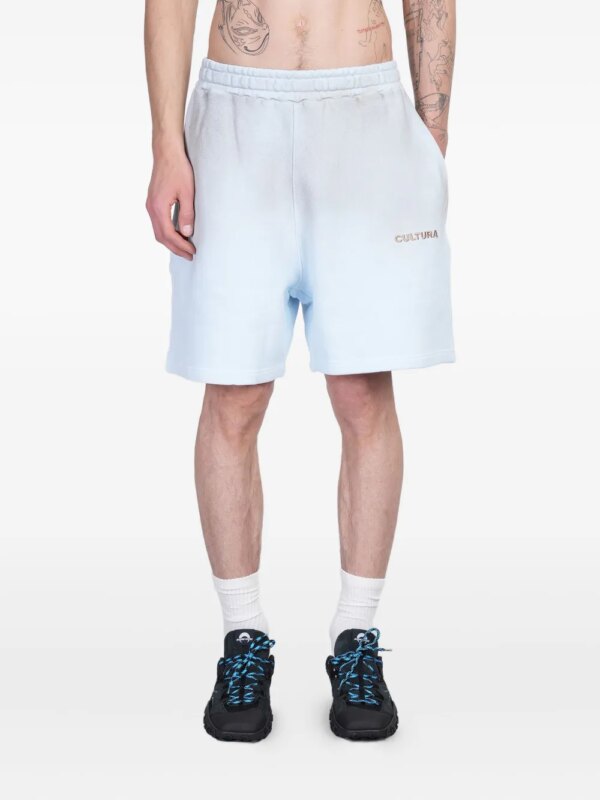 CULTURA short de sport à logo brodé - Bleu