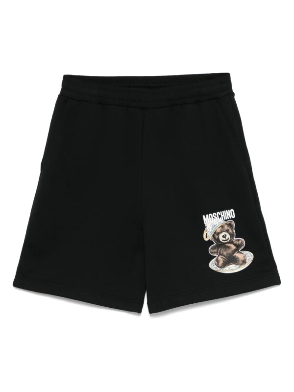 Moschino short de sport à imprimé ourson - Noir