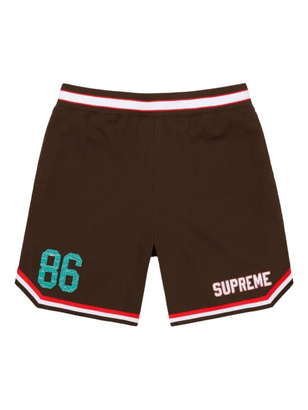 Supreme short de bain à bords rayés - Marron