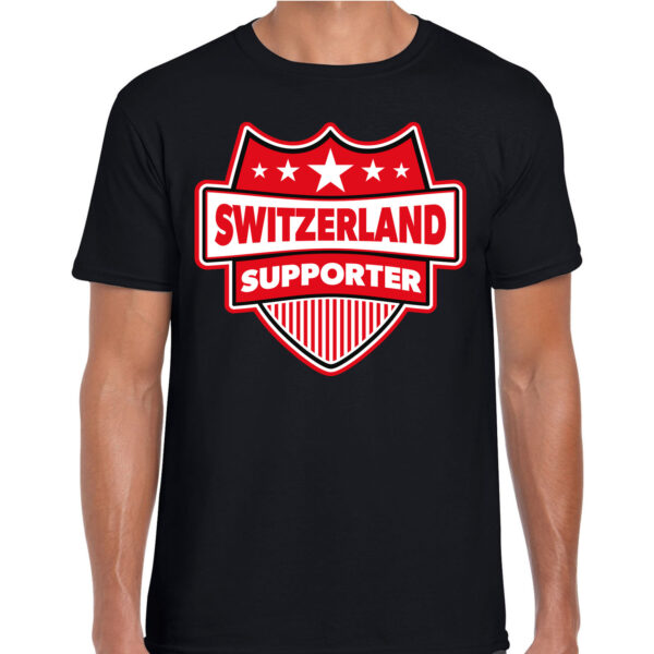 Zwitserland / Switzerland schild supporter t-shirt zwart voor heren