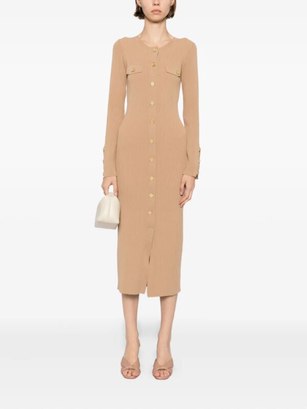 Karl Lagerfeld Ribgebreide maxi-jurk - Bruin