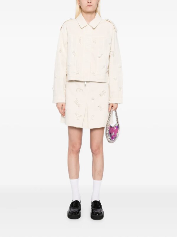 Self-Portrait Jack met kralen en bloemenprint - Beige